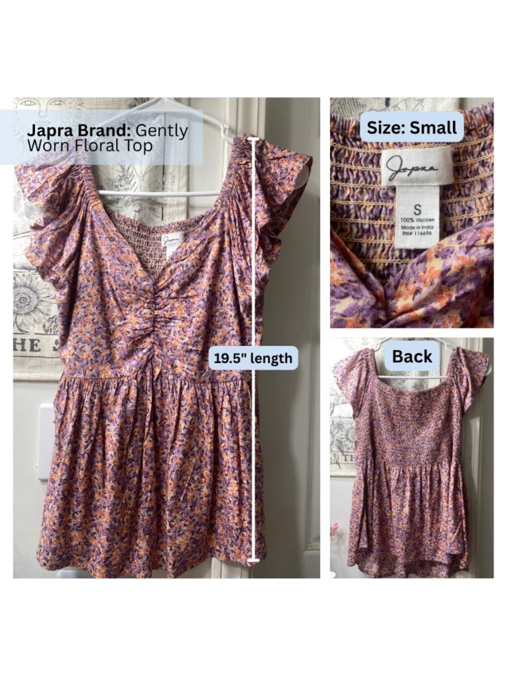 Japra Brand: Floral Top/Size Small/Casual